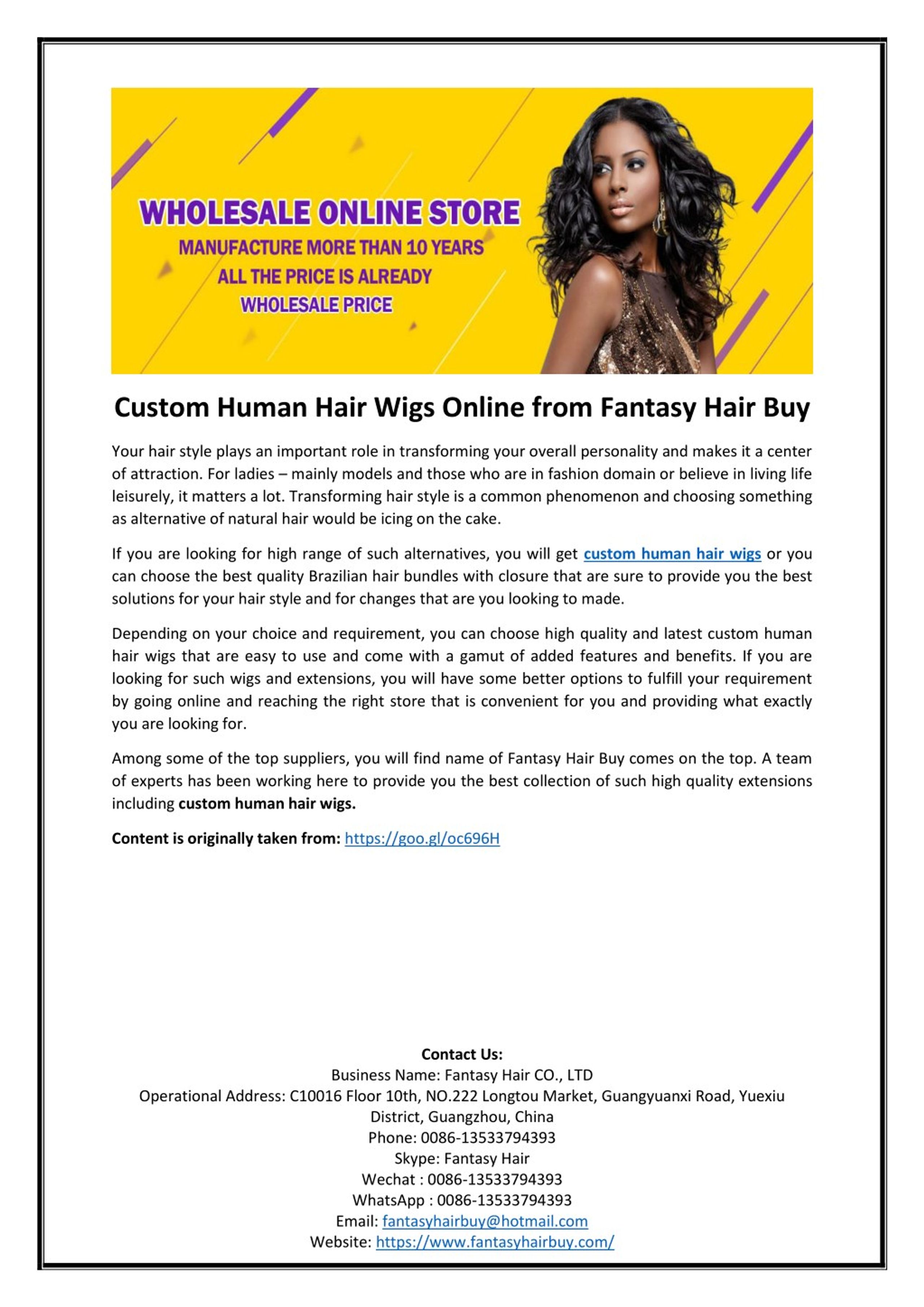 human hair wigs online