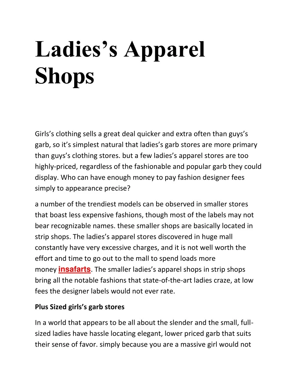 ladies s apparel shops n.