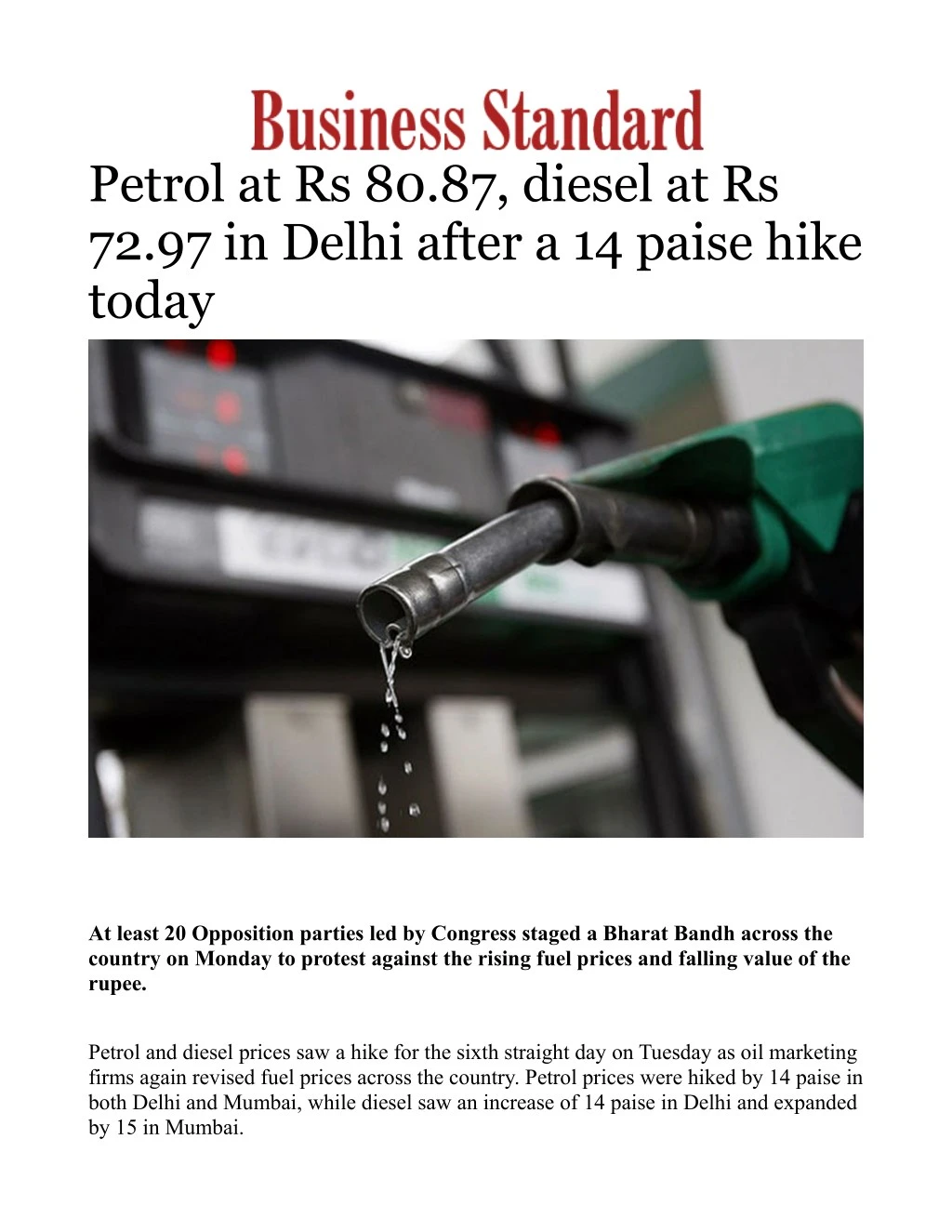 petrol at rs 80 87 diesel at rs 72 97 in delhi n.