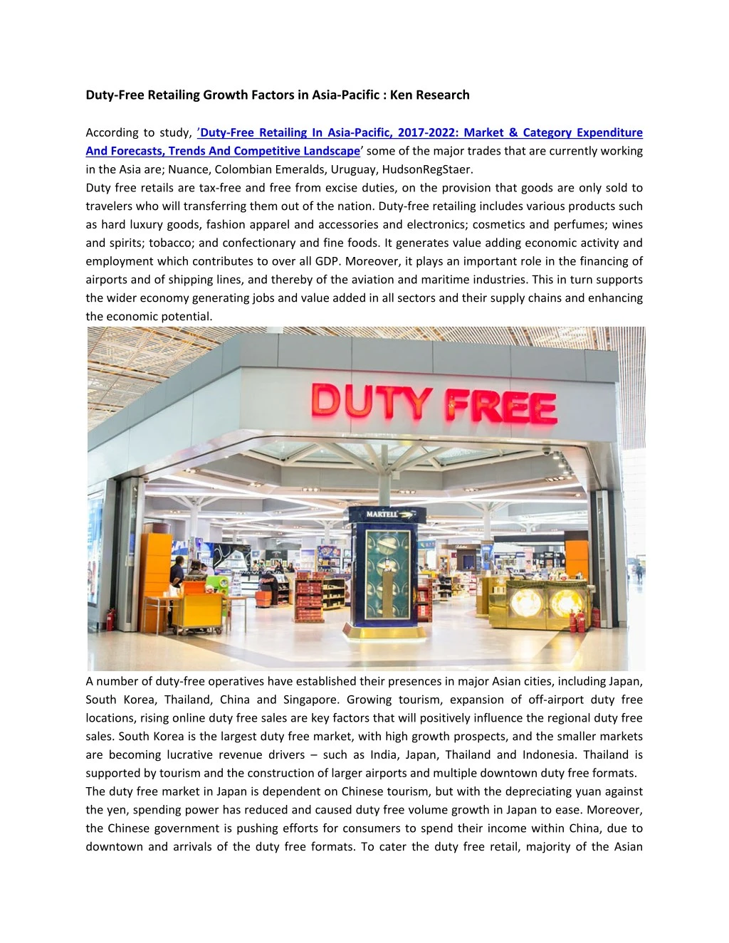 duty free retailing growth factors in asia n.