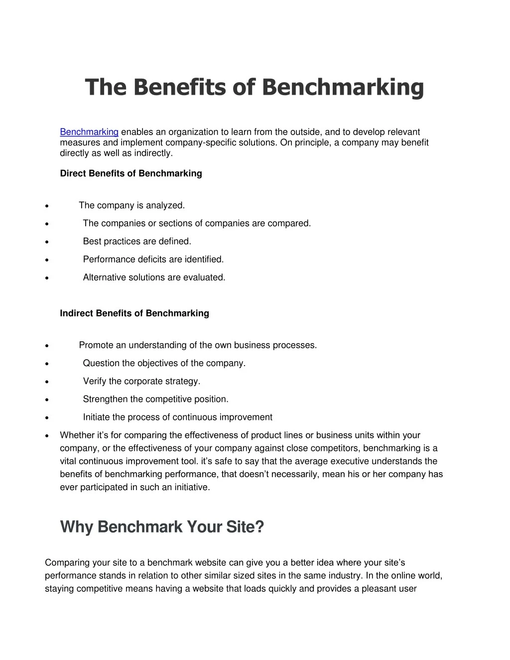 PPT The Benefits of Benchmarking PowerPoint Presentation, free