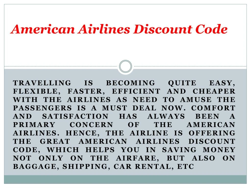 PPT American Airlines Discount Code And Ticket PowerPoint