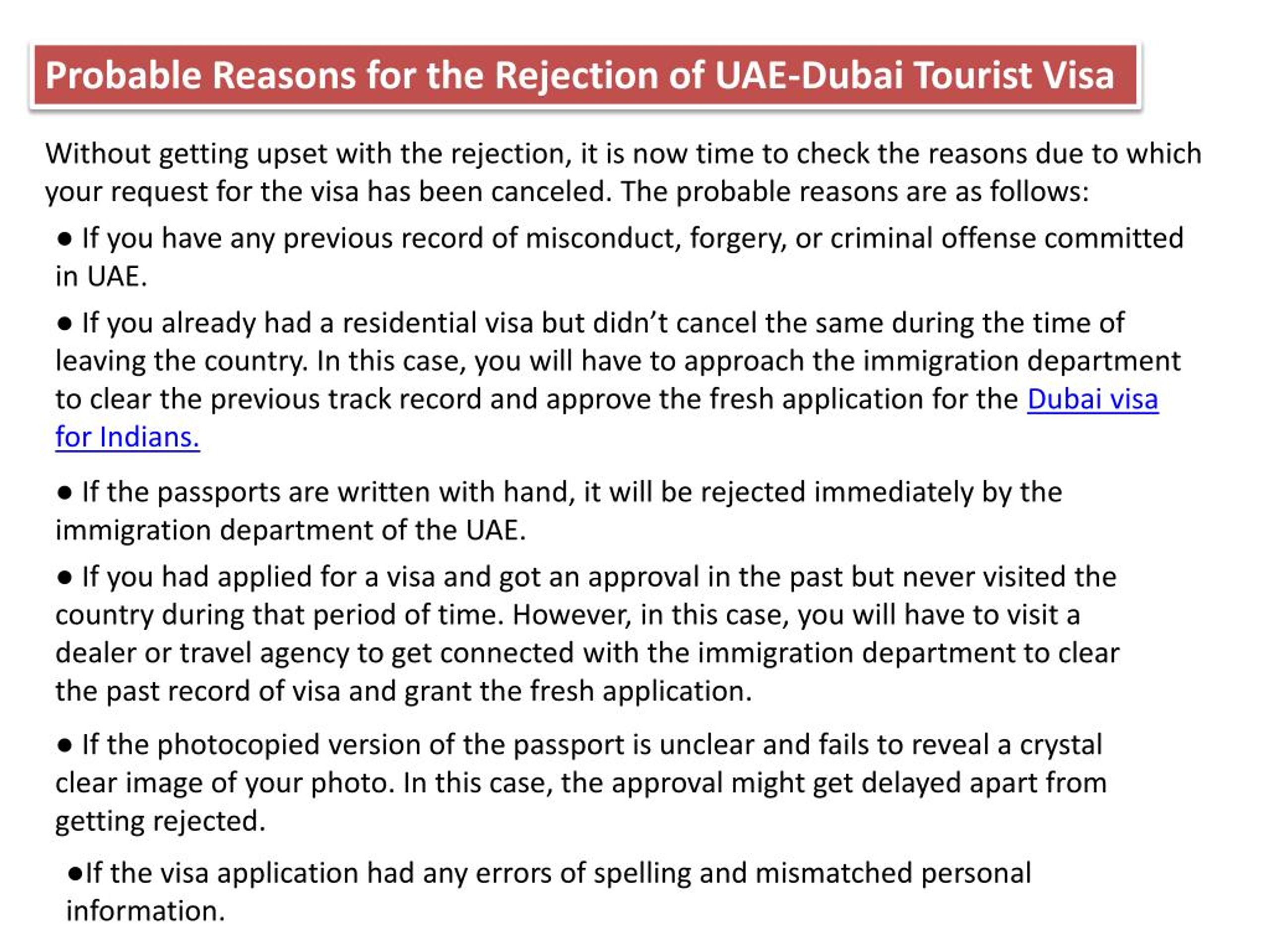 uae tourist visa rejection