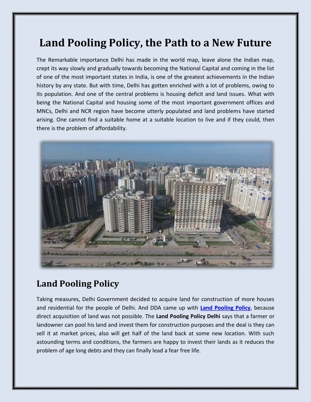 land pooling policy the path to a new future n.