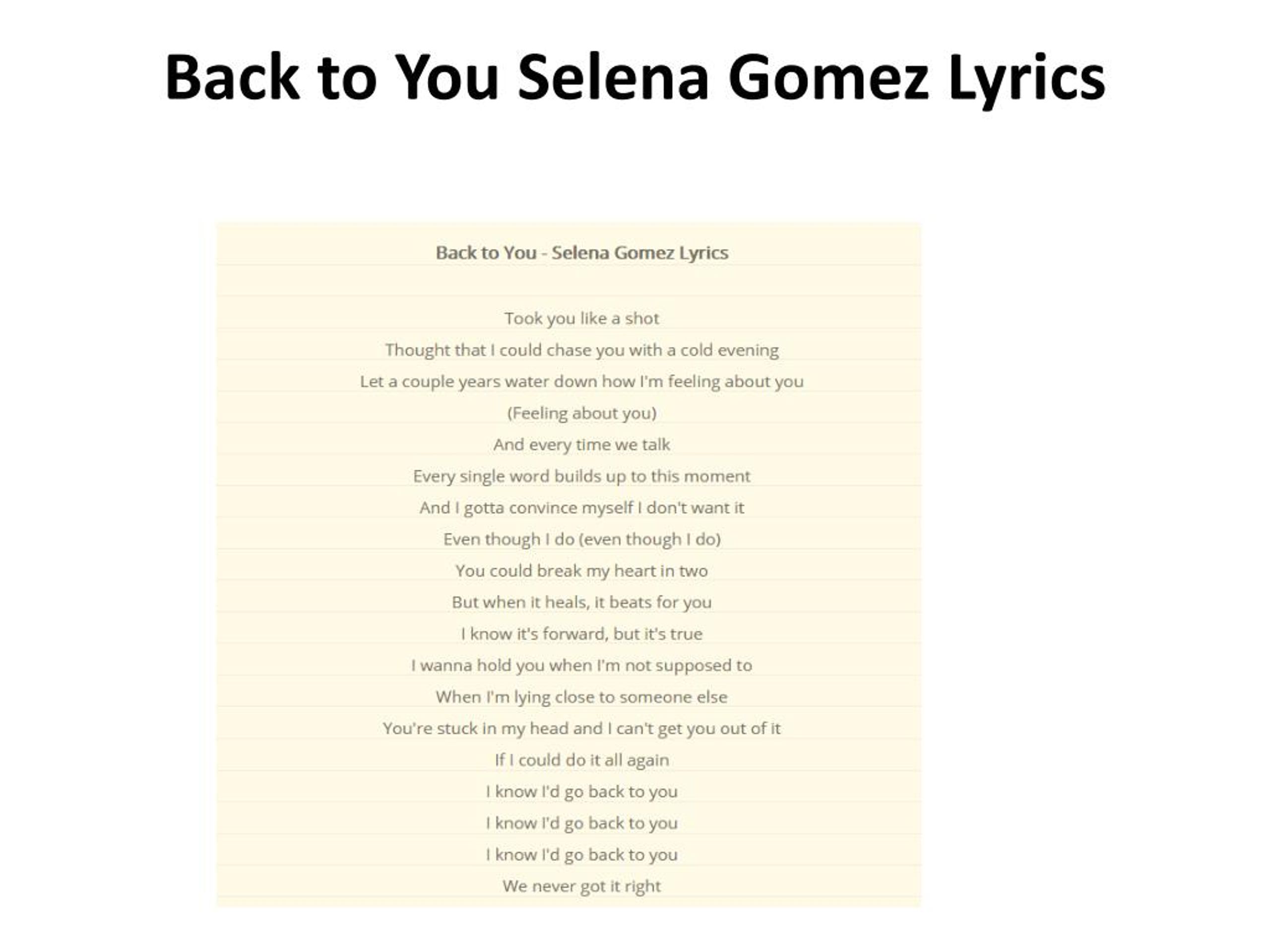 Came back текст. Back to you selena текст. Back to you перевод.