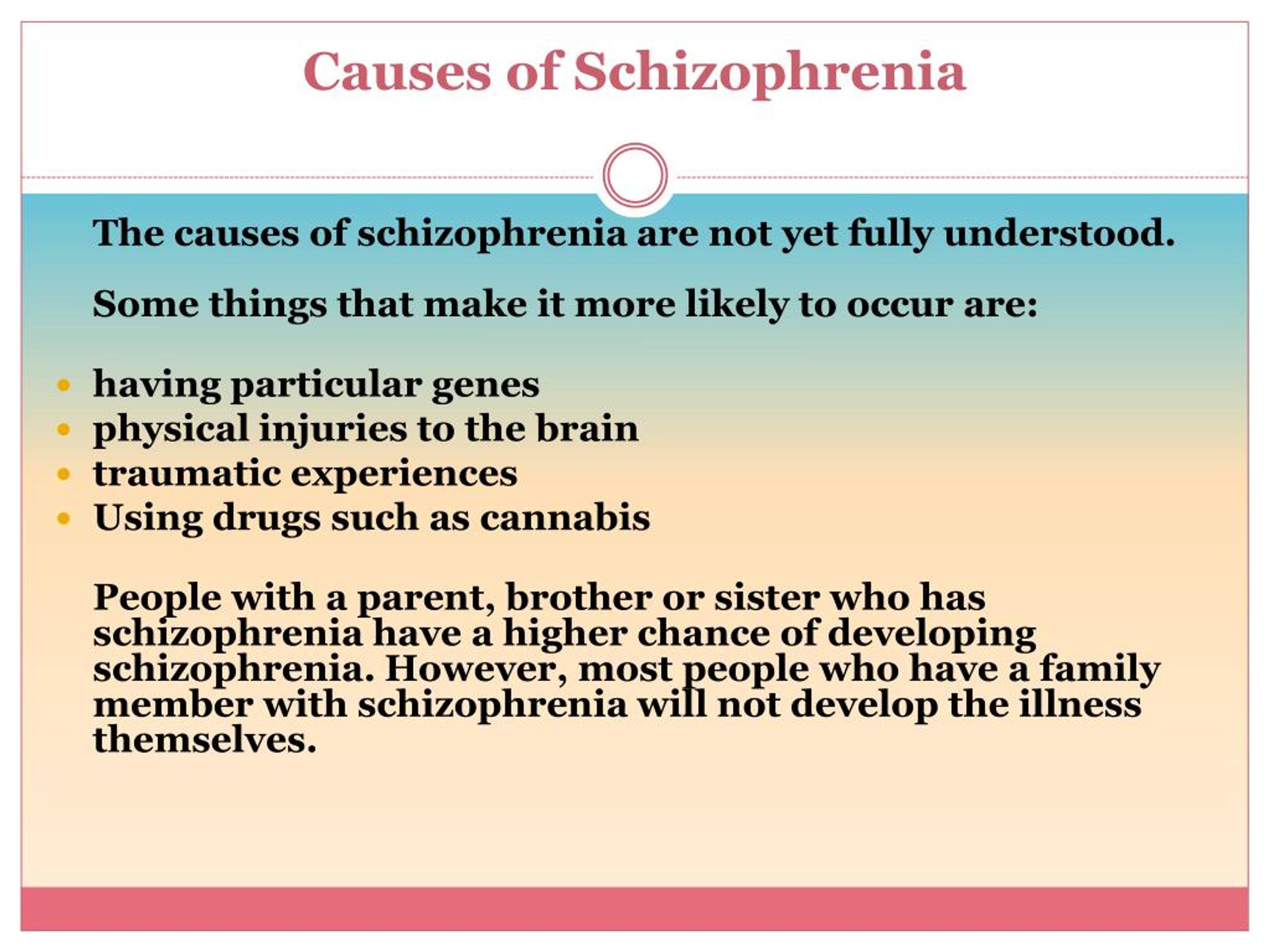Ppt Schizophrenia Causes Symptoms Daignosis Prevention And Treatment Powerpoint