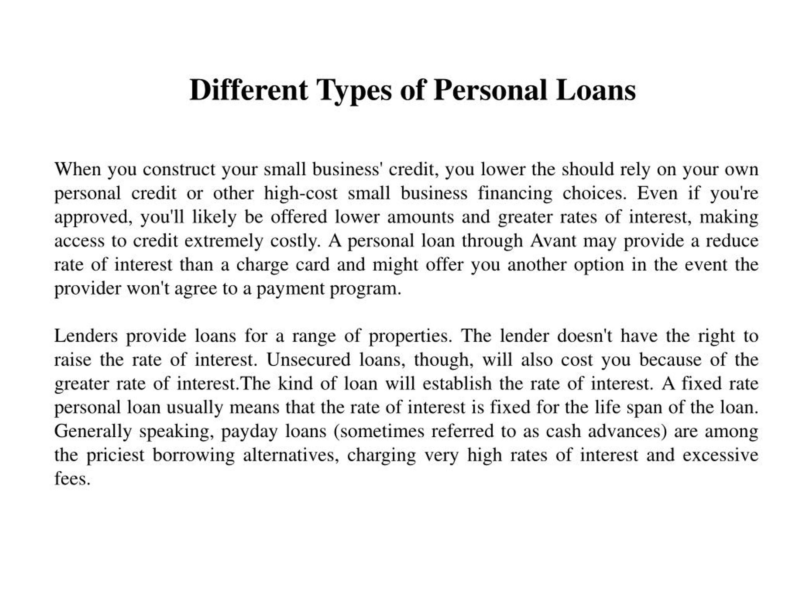 PPT - Different Types Of Personal Loans PowerPoint Presentation, Free ...