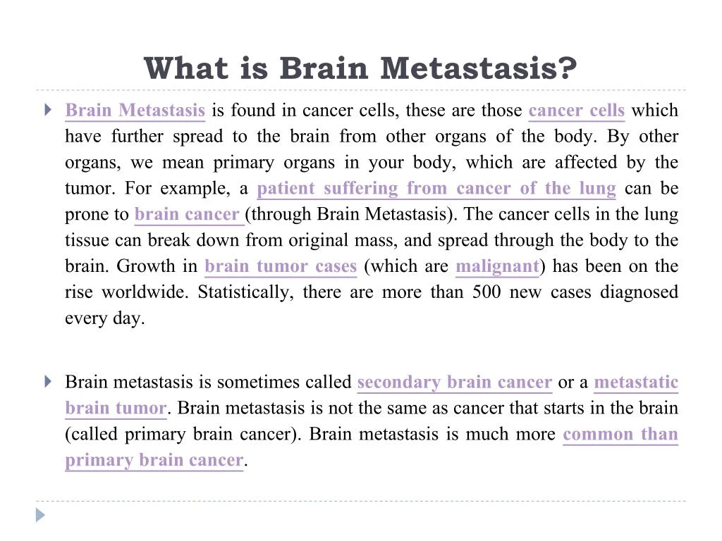 presentation for brain metastasis