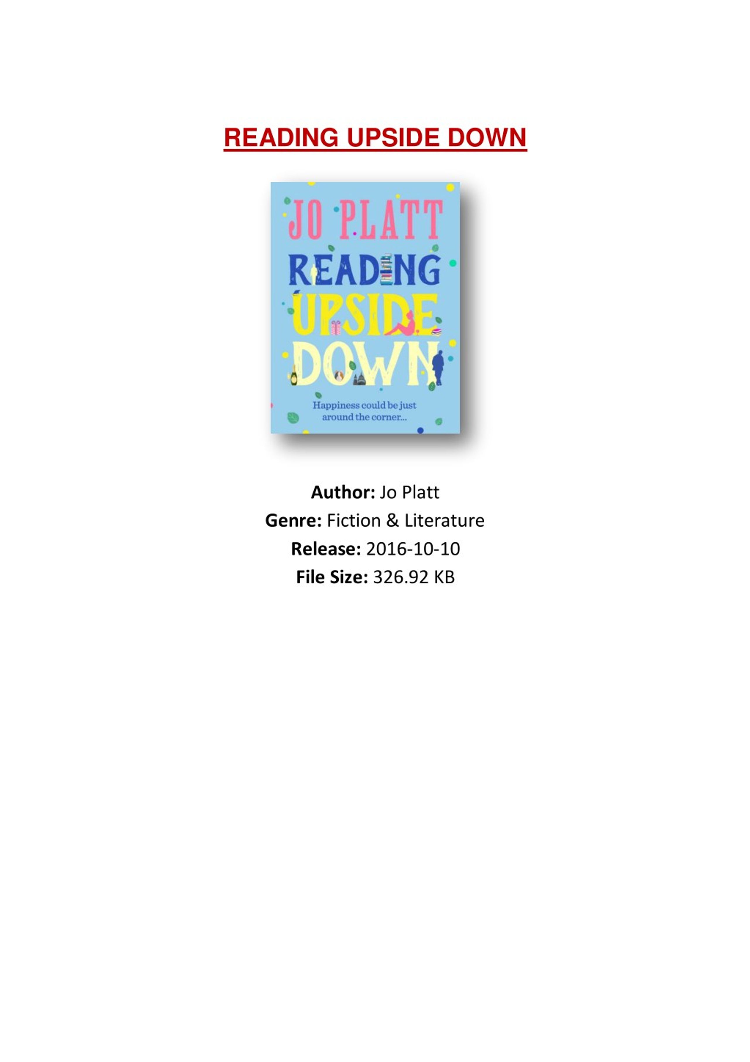 PPT PDF Free Download Reading Upside Down By Jo Platt PowerPoint 