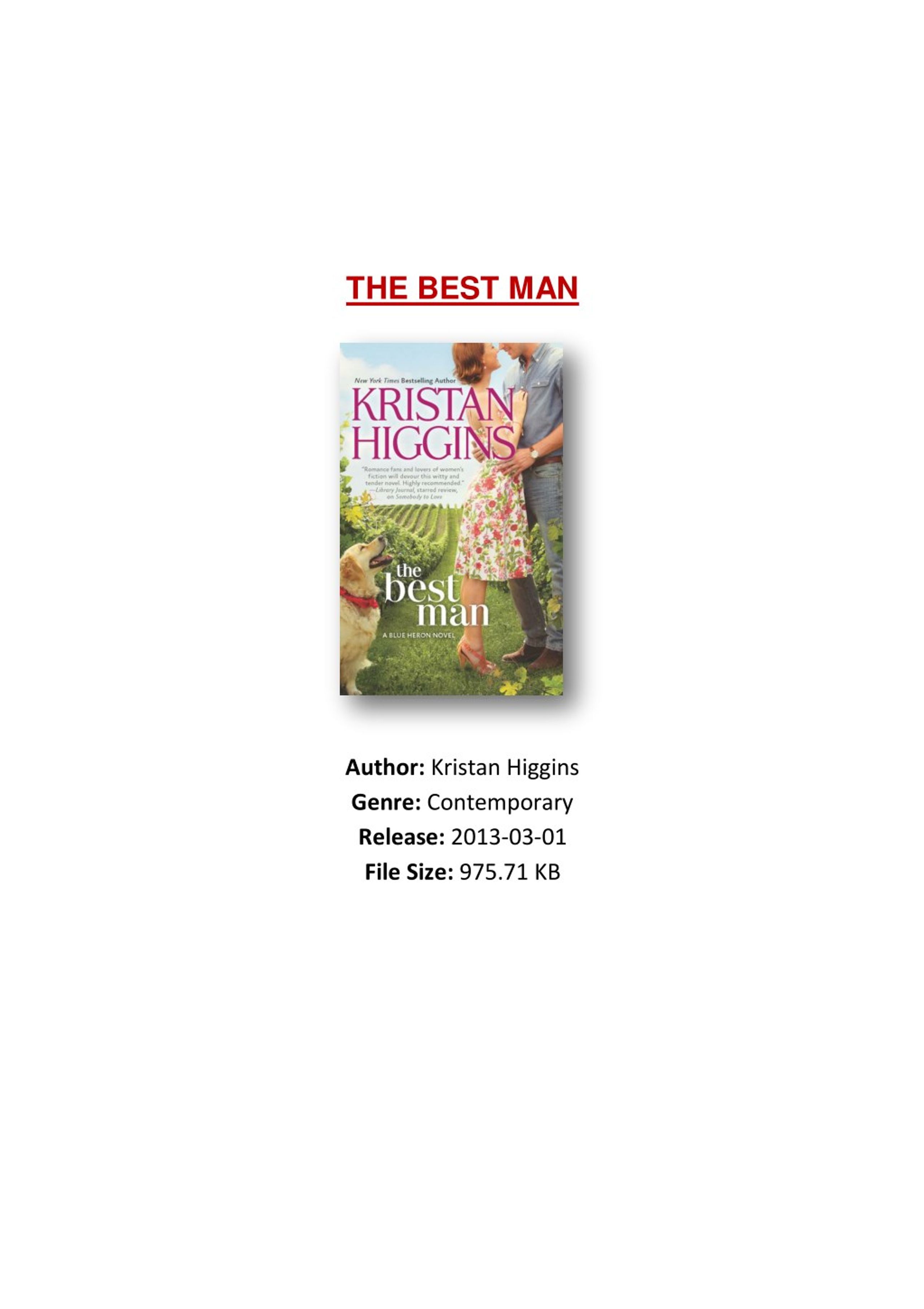 the best man book kristan higgins