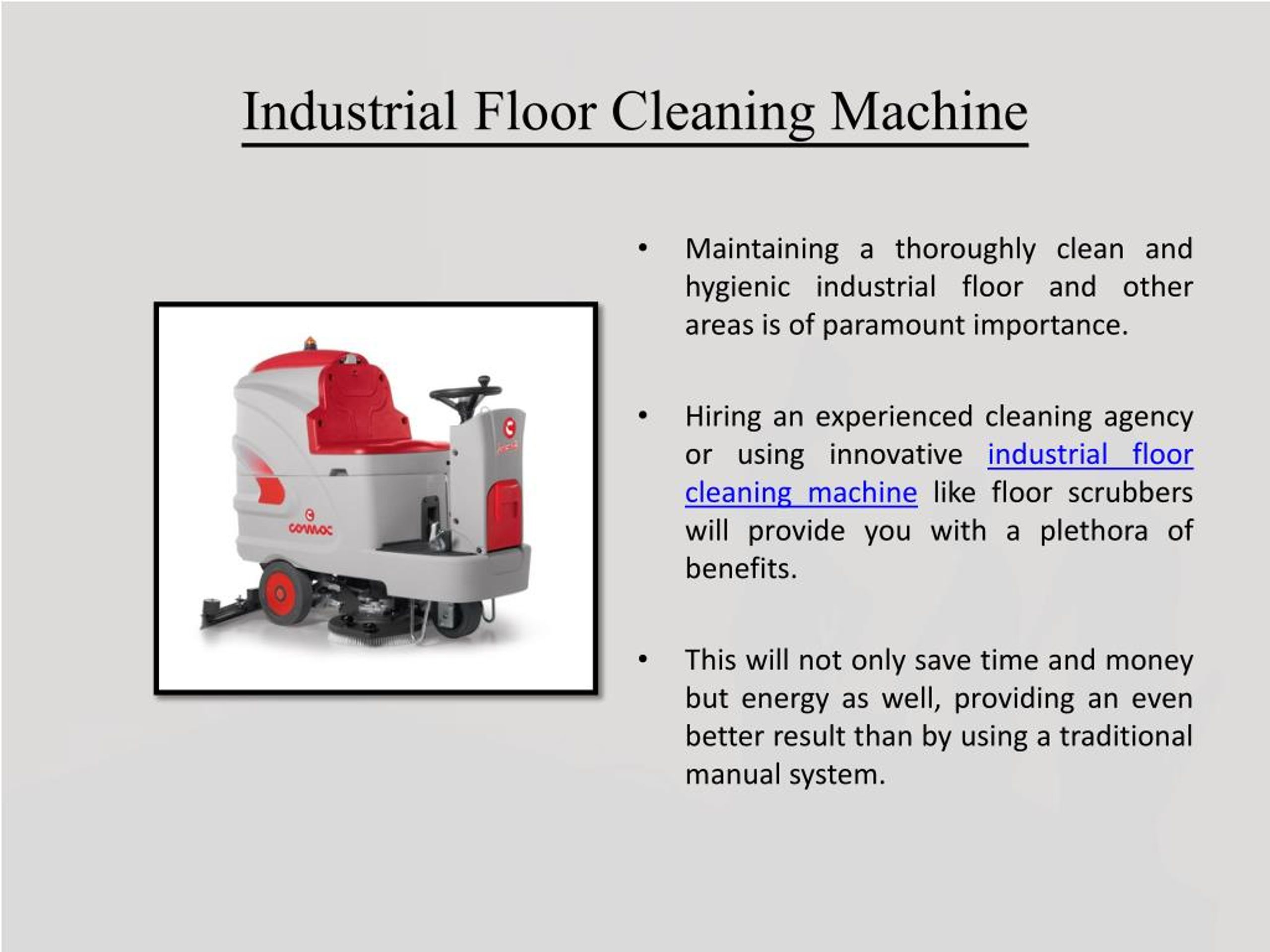 Ppt Benefits Of Industrial Floor Cleaning Machine Powerpoint