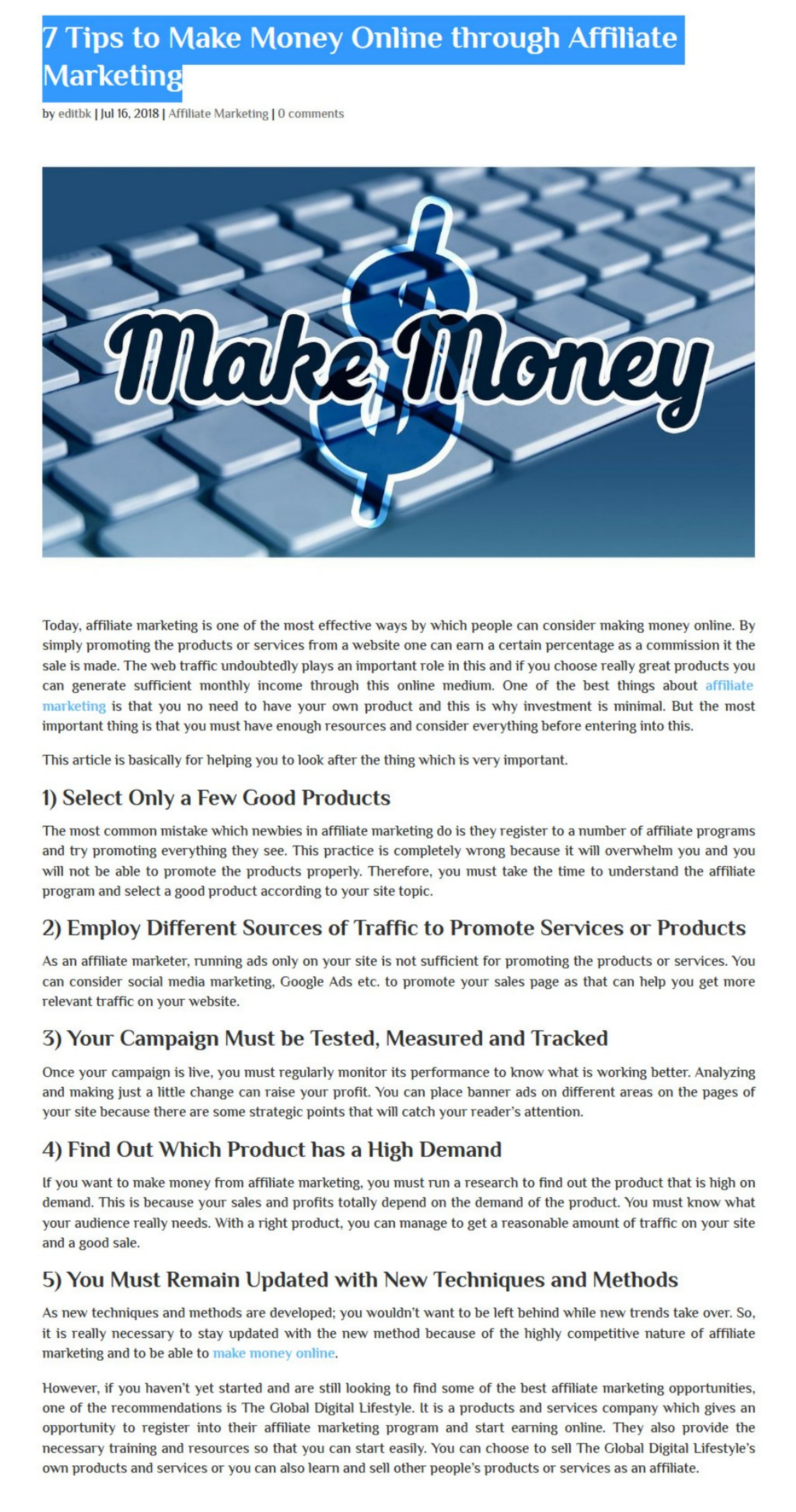 Ppt 7 Tips To Make Money Online Through Affiliate Marketing - 7 tips to make money online through affiliate marketing powerpoint ppt presentation