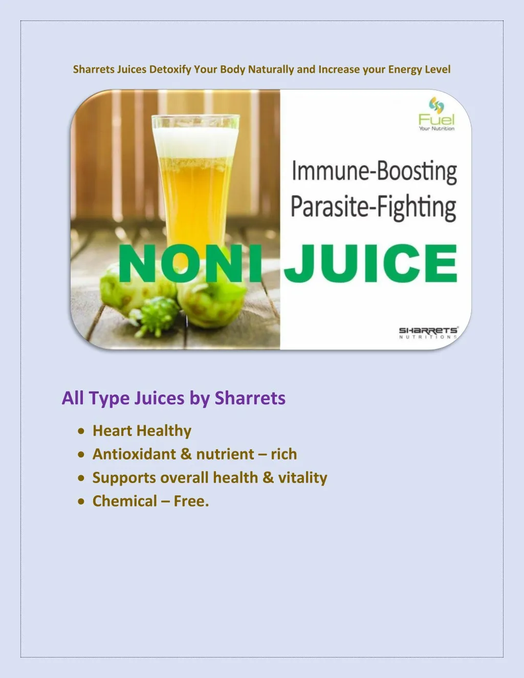 Ppt Sharrets Juices Detoxify Your Body Naturally And Increase Your