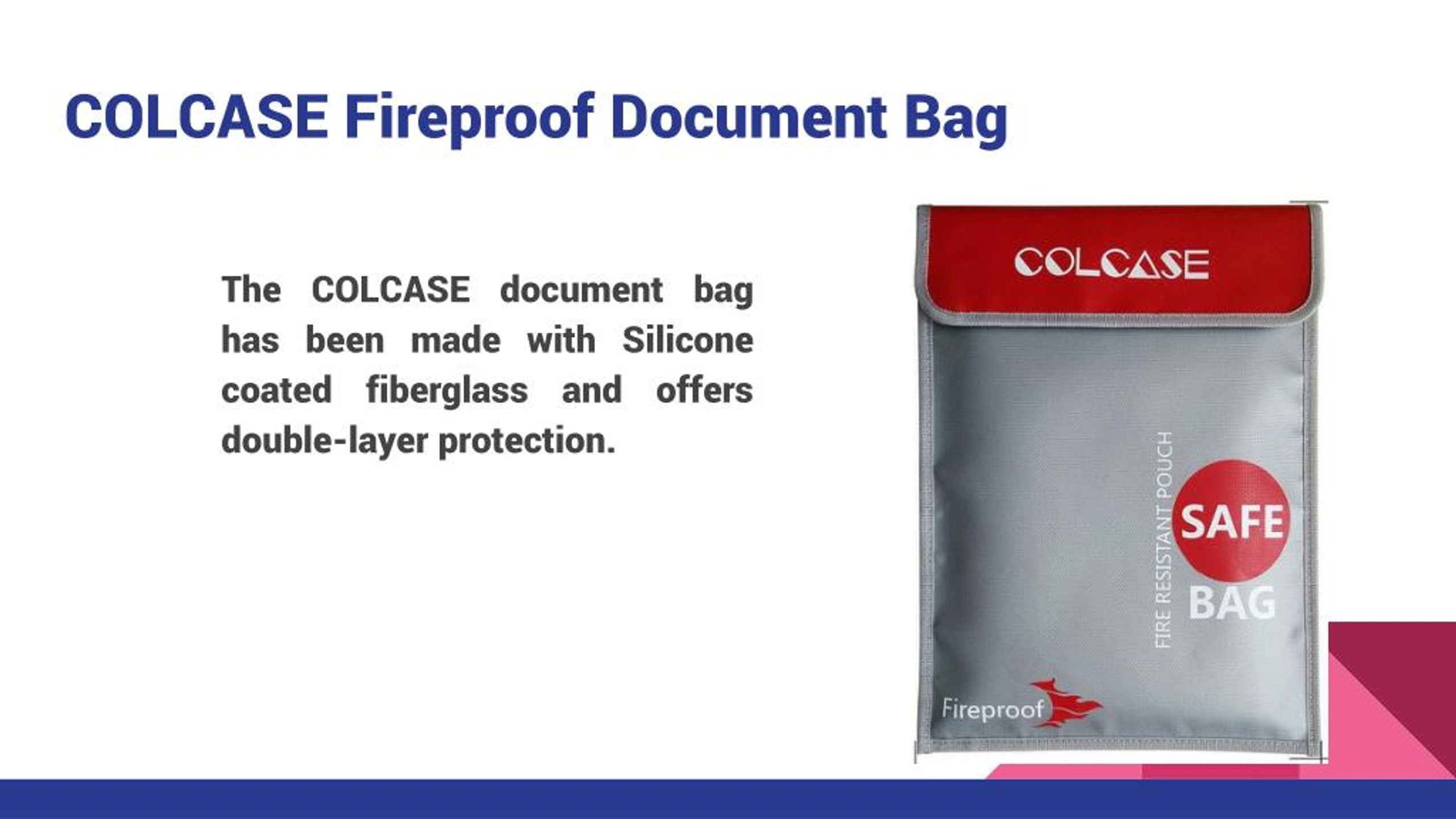 COLCASE Fireproof Document Bag 15 x 11 . NON-ITCHY Silicone