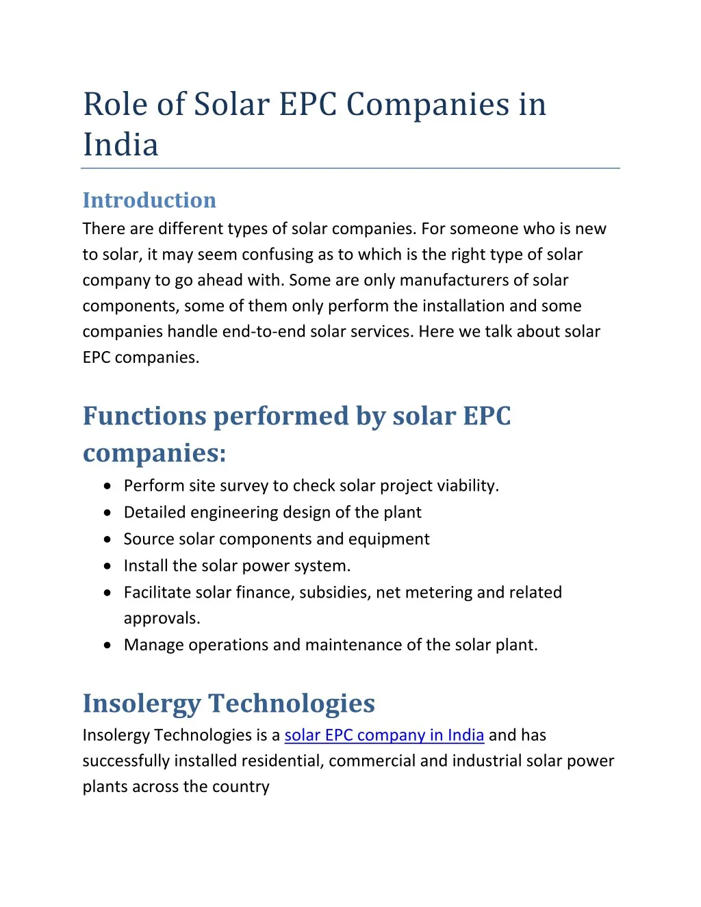 Solar Epc Companies In India