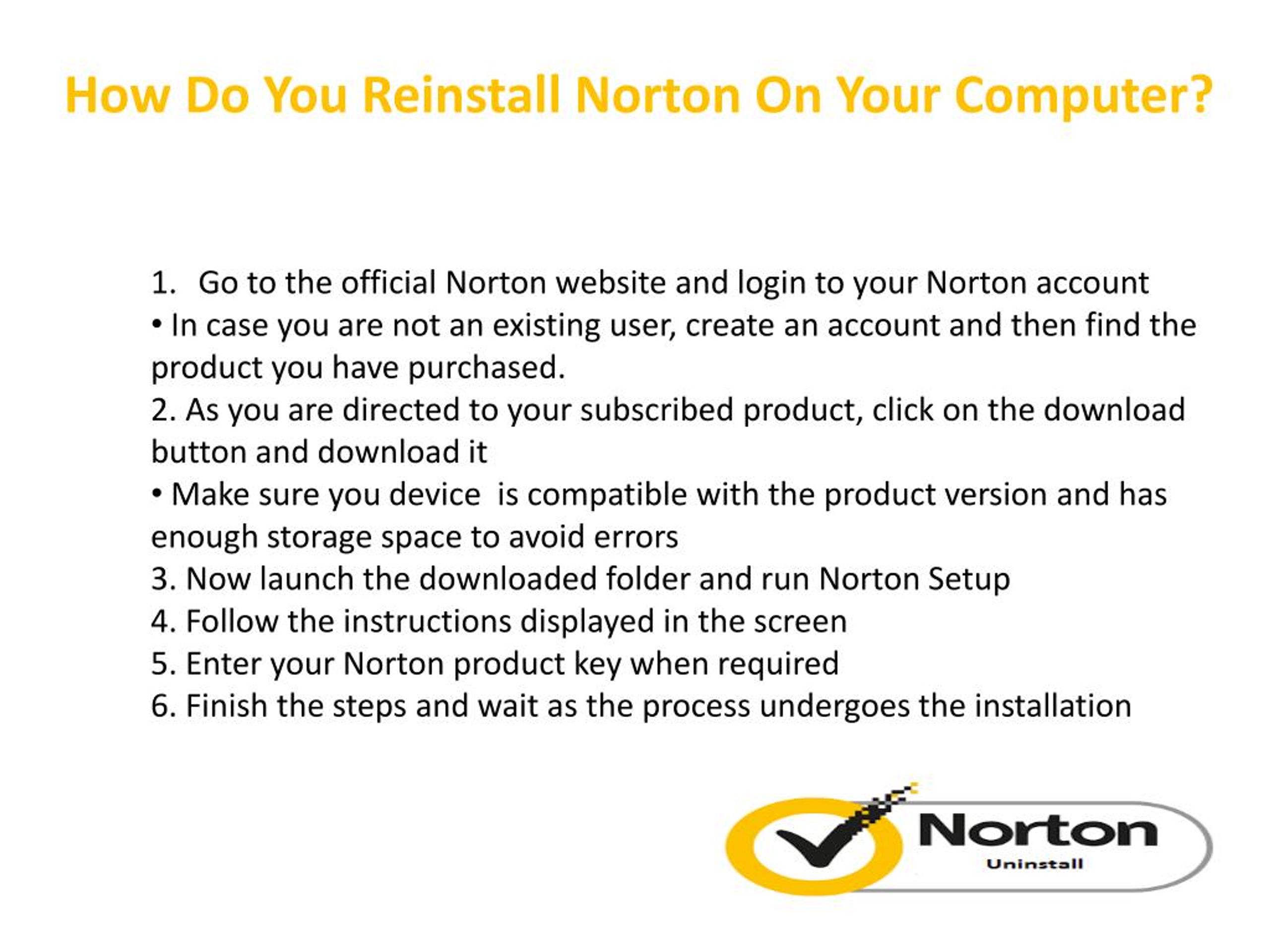 reinstall norton on new computer