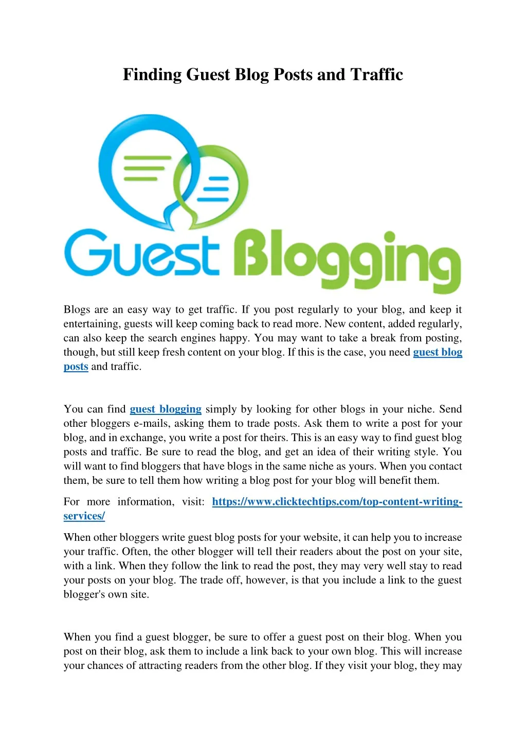 finding guest blog posts and traffic n.