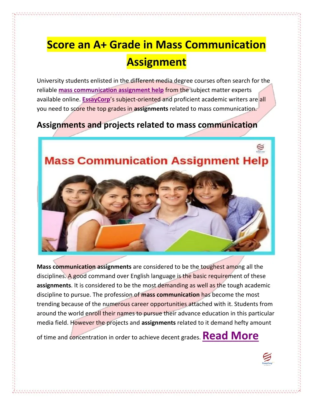 mass communication assignment topics