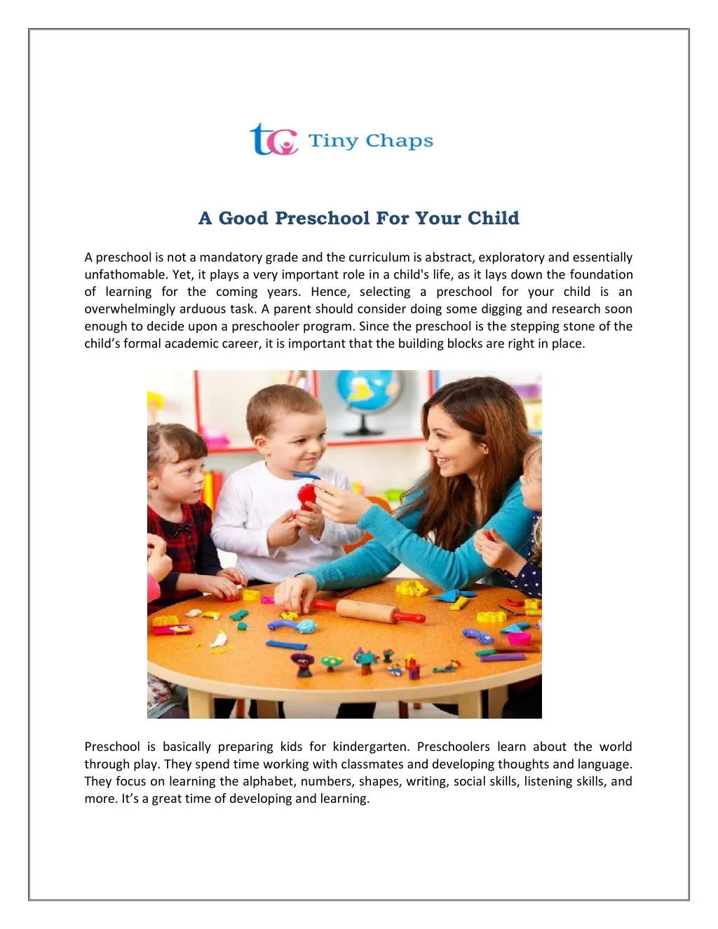 a good preschool for your child n.