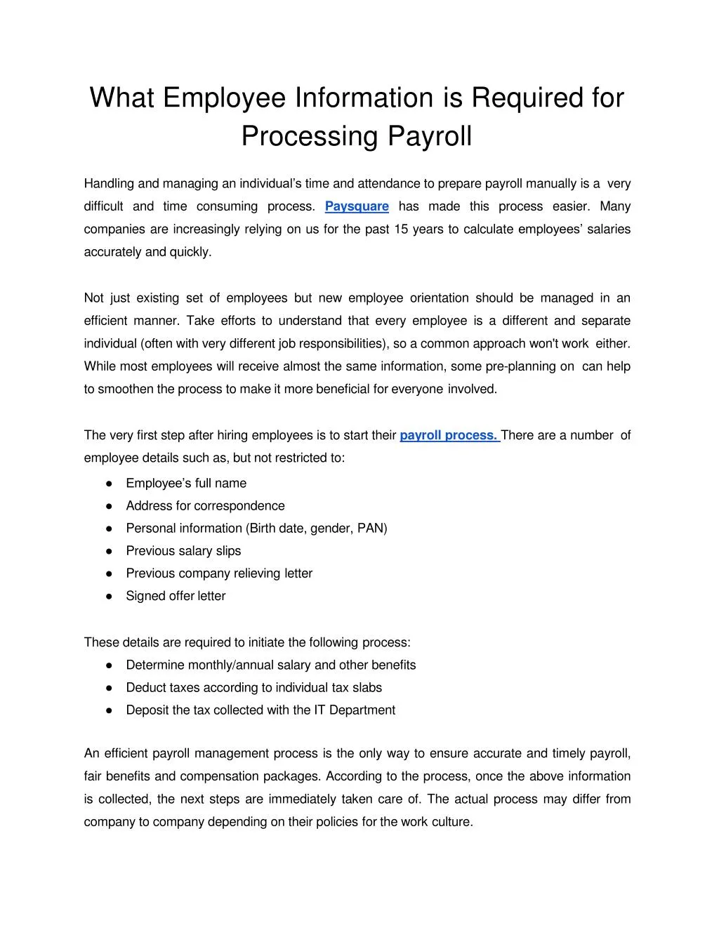 PPT What Employee Information is Required for Processing Payroll
