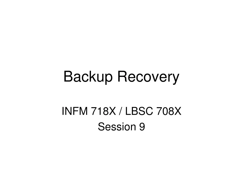 backup recovery n.