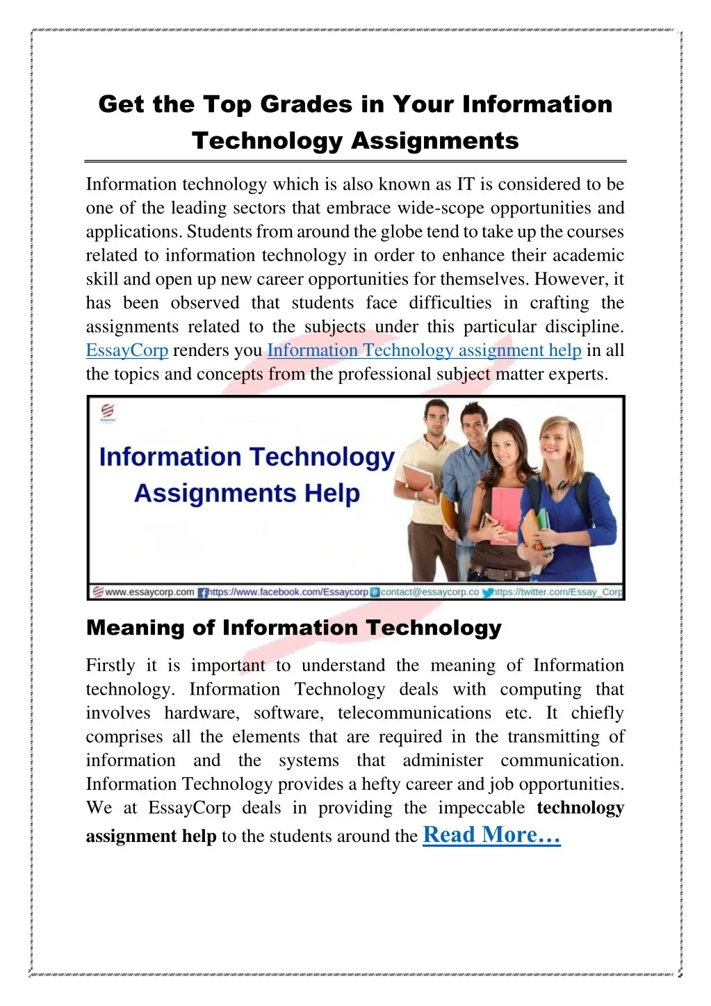 information technology assignments