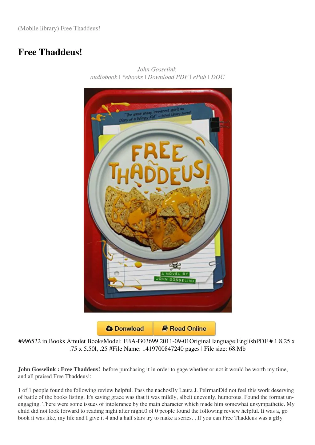 free thaddeus by john gosselink