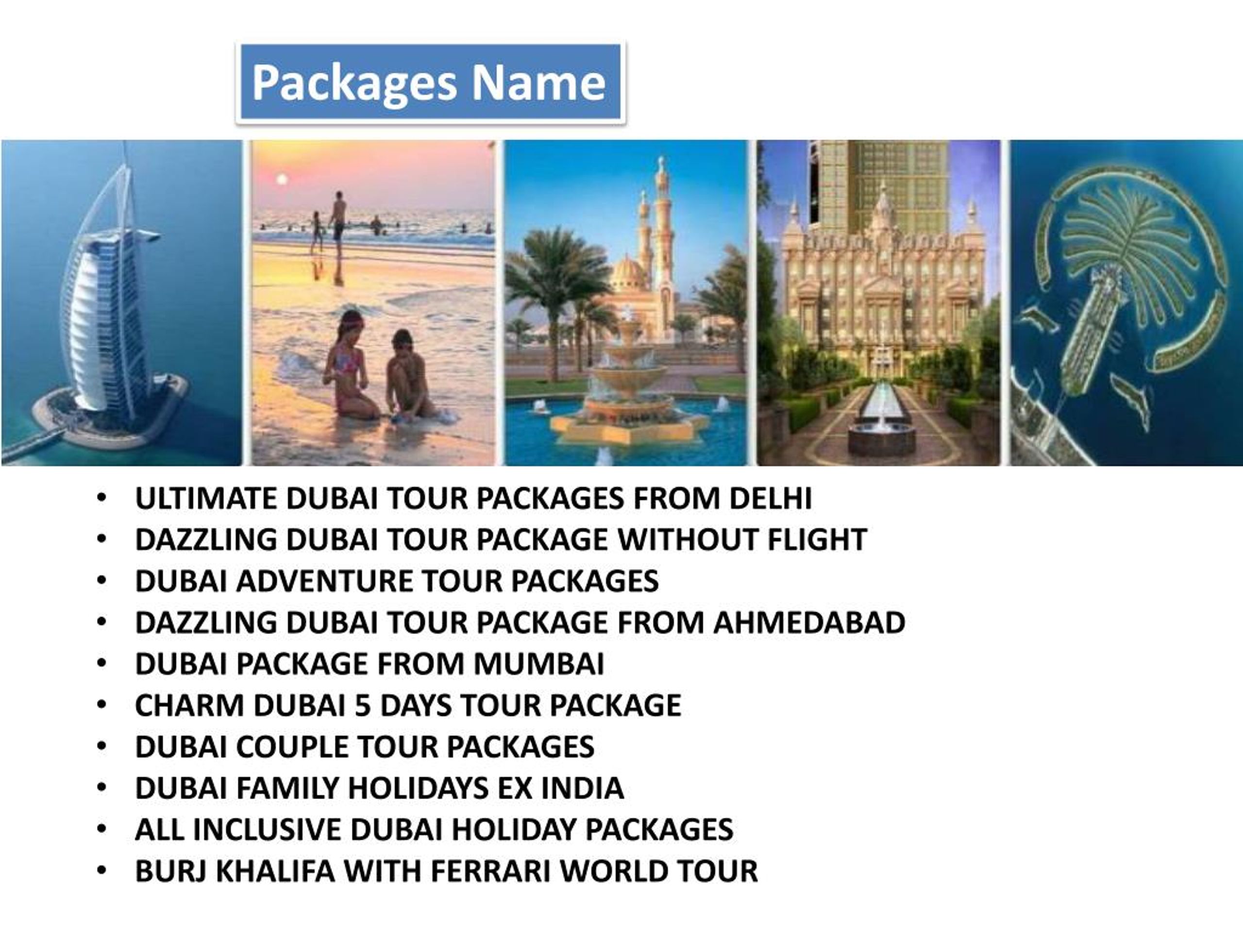 tour packages names