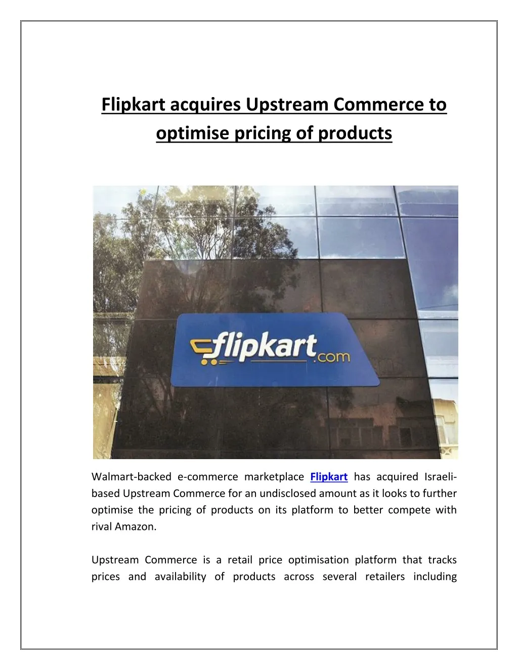 flipkart acquires upstream commerce to optimise n.