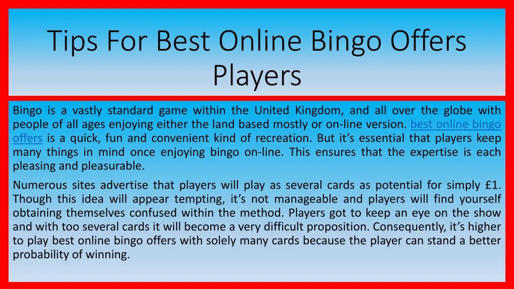 tips for best online bingo offers players n.