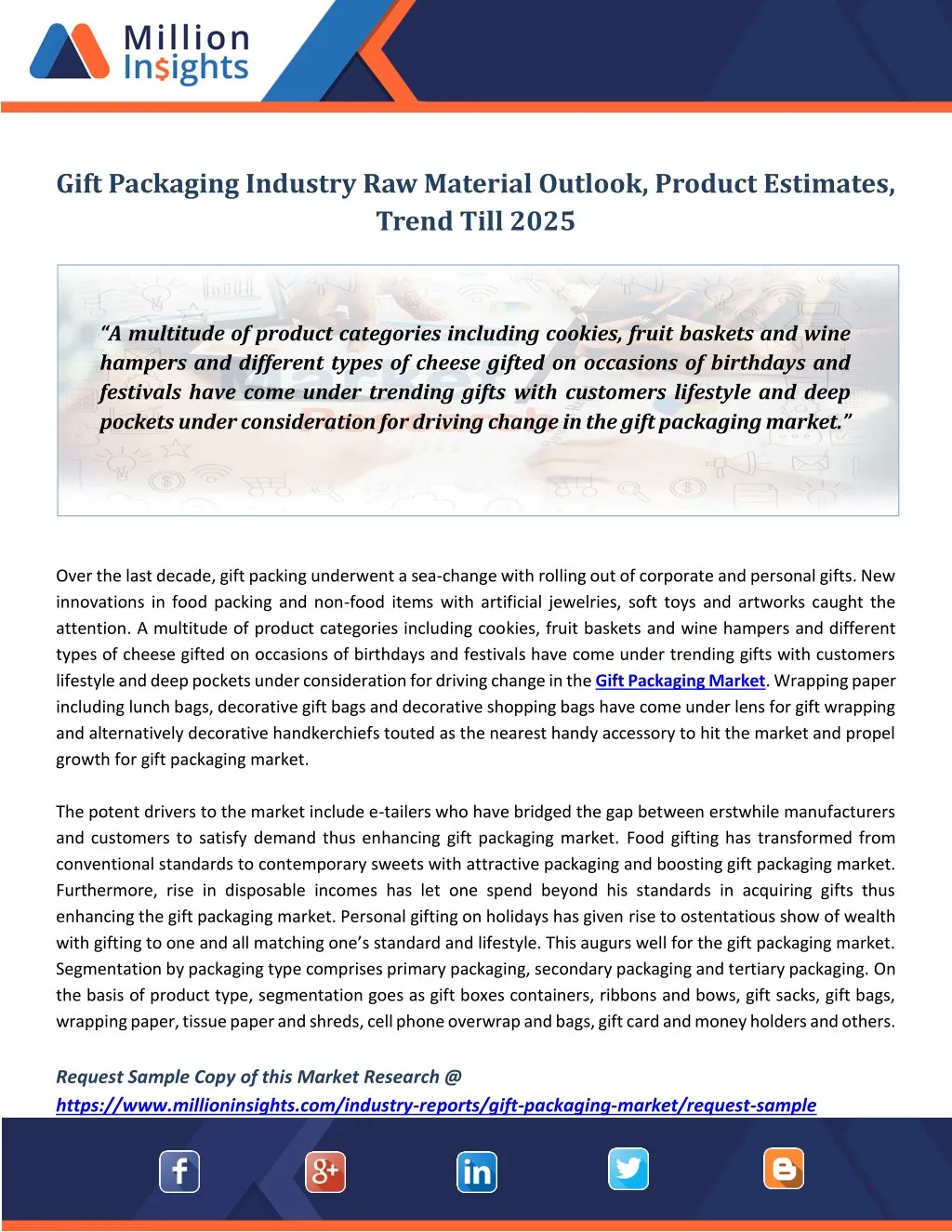 PPT Gift Packaging Industry Raw Material Outlook, Product Estimates