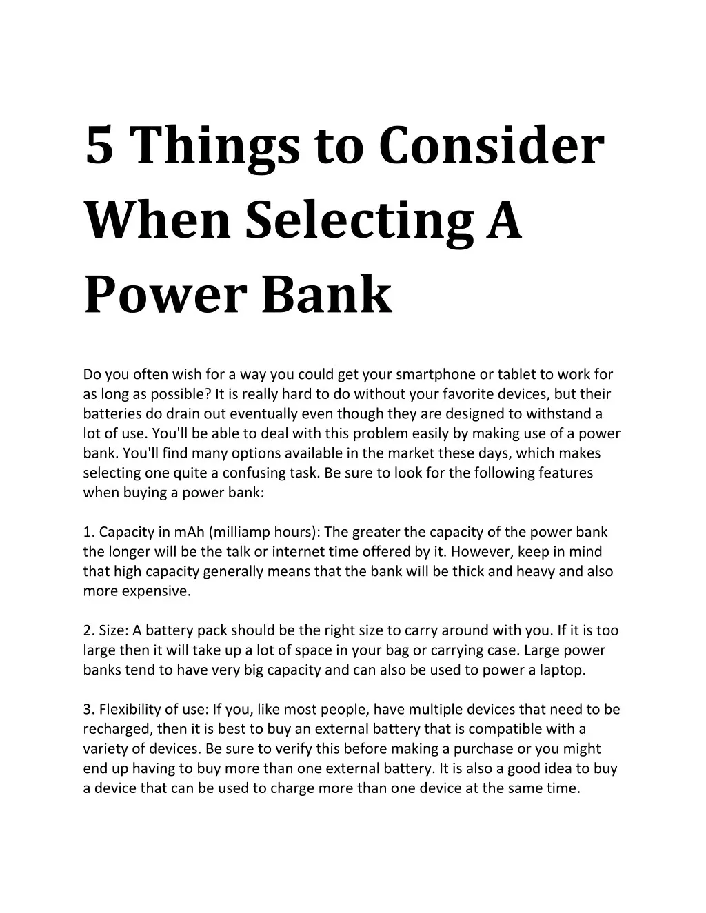 5 things to consider when selecting a power bank n.
