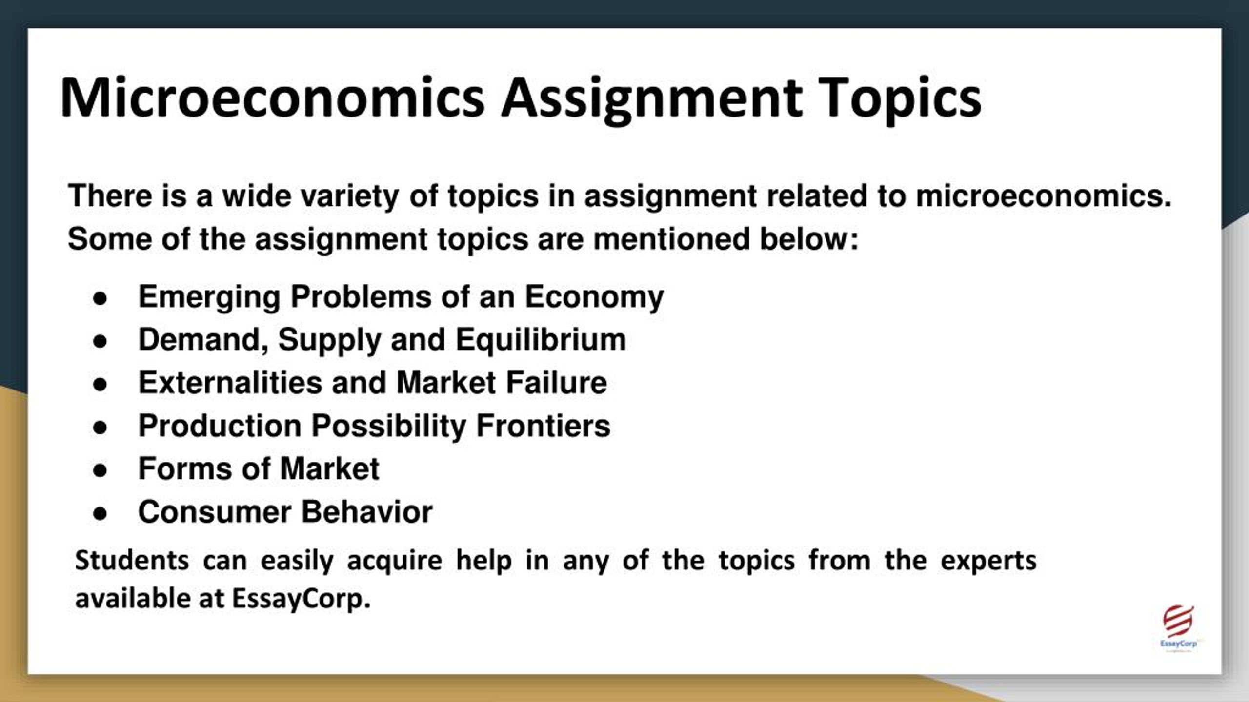 microeconomics topics for assignment