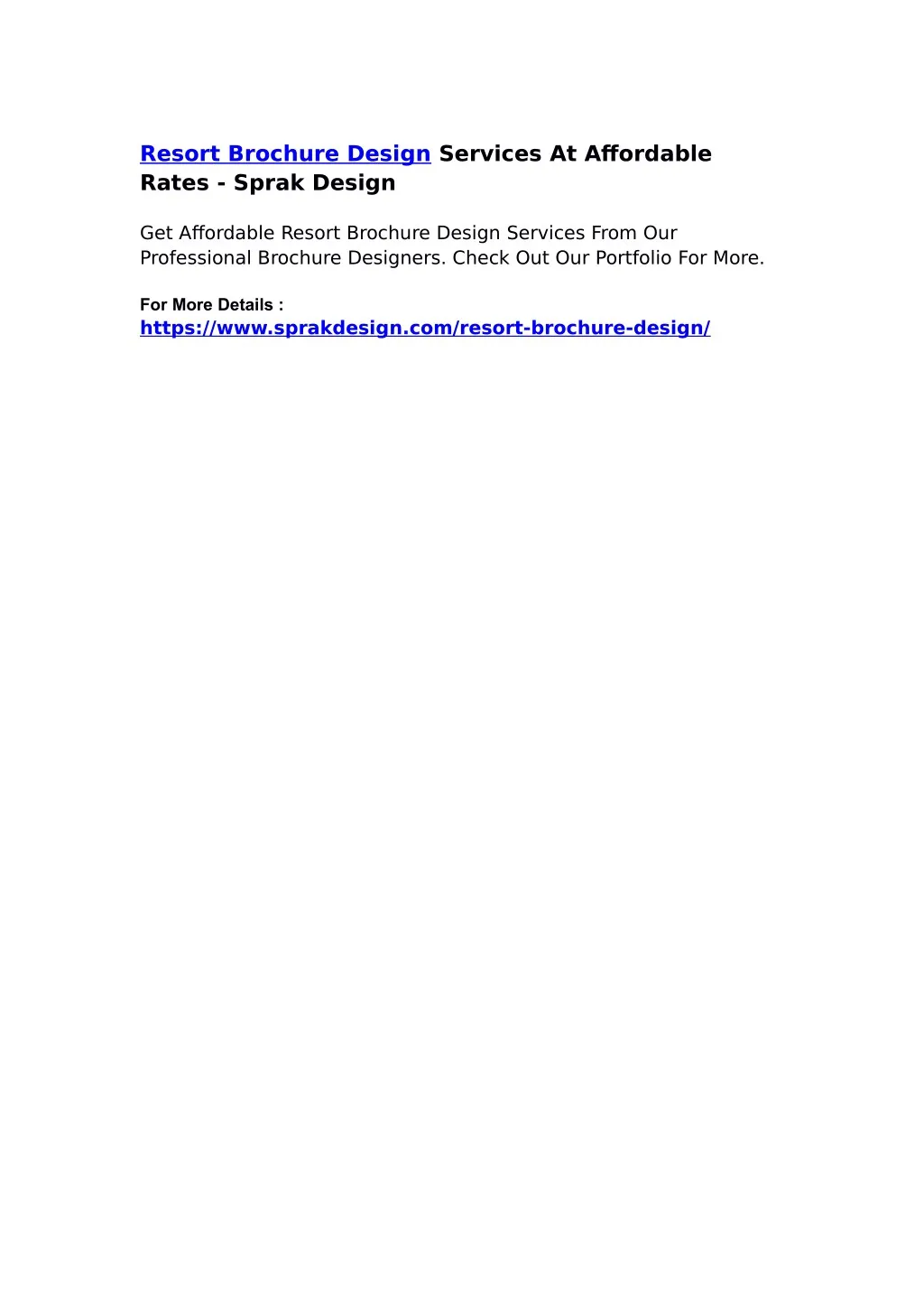 resort brochure design services at affordable n.