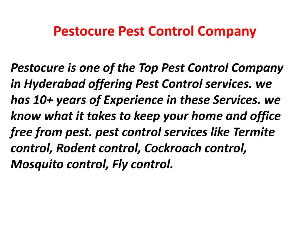 PPT Pest Control in Hyderabad Termite Control Hyderabad PowerPoint