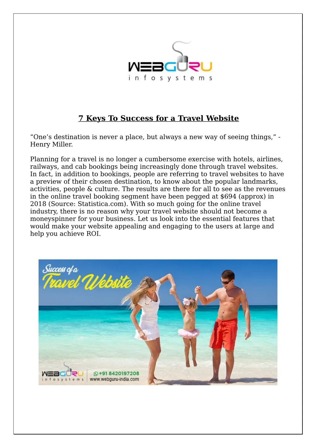 7 keys to success for a travel website n.
