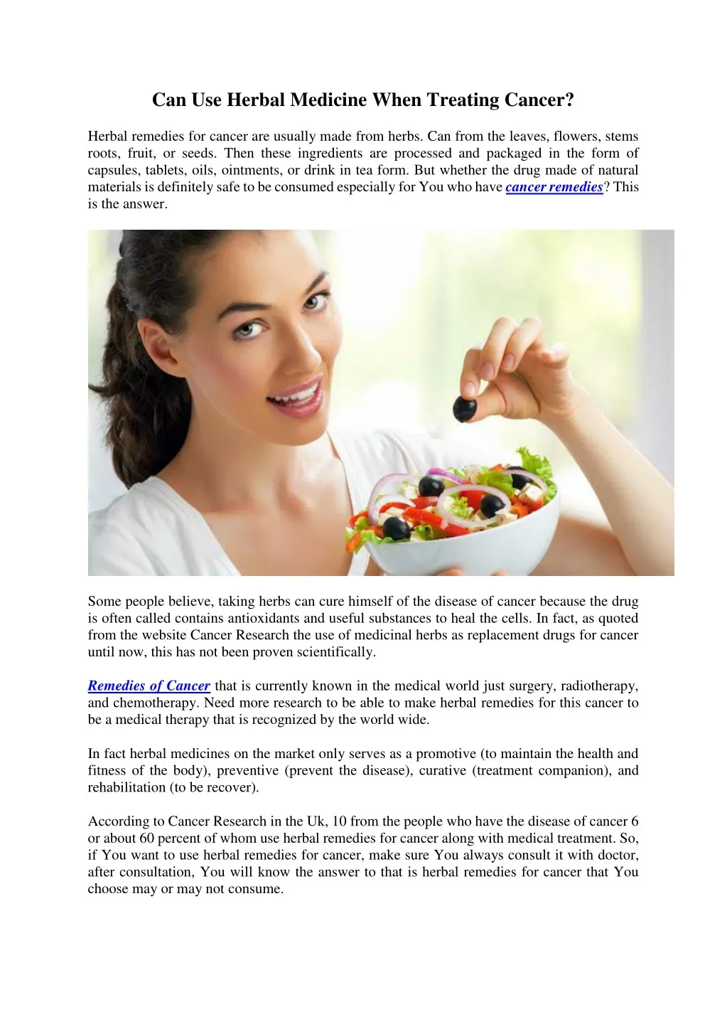 can use herbal medicine when treating cancer n.