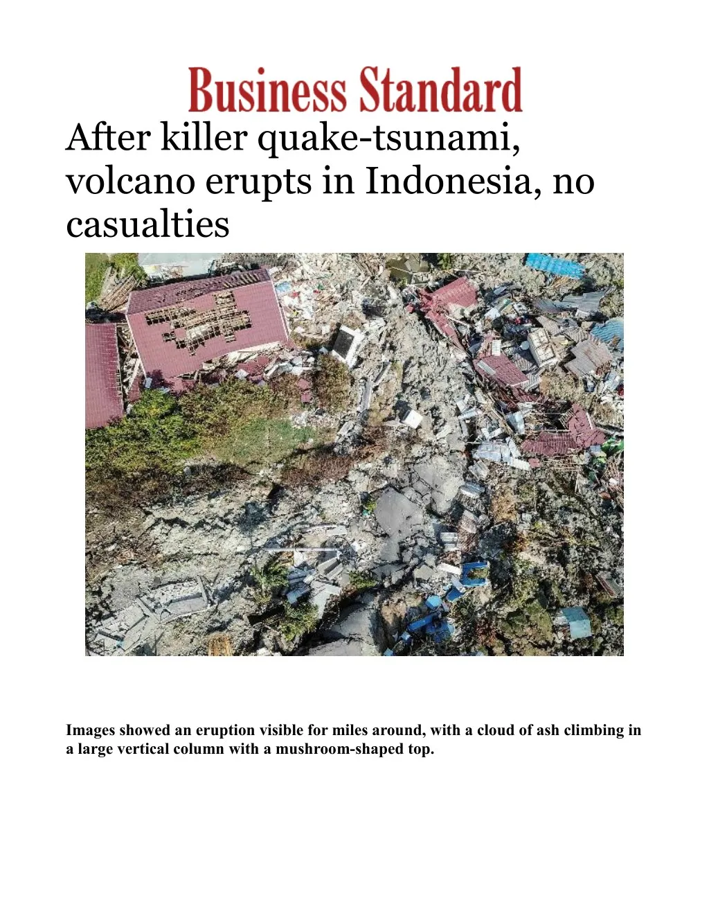 after killer quake tsunami volcano erupts n.