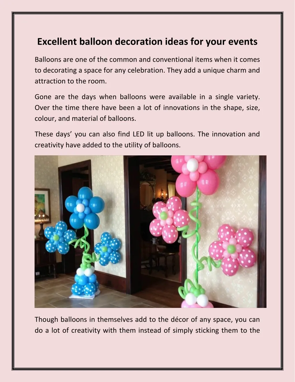 excellent balloon decoration ideas for your events n.