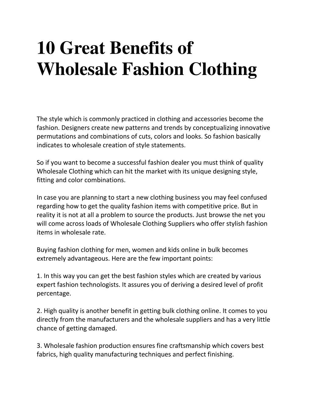 10 great benefits of wholesale fashion clothing n.