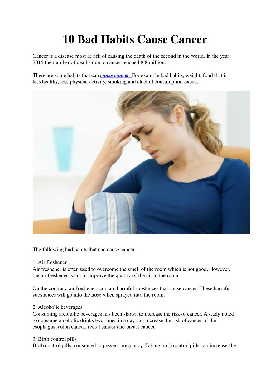 10 bad habits cause cancer n.
