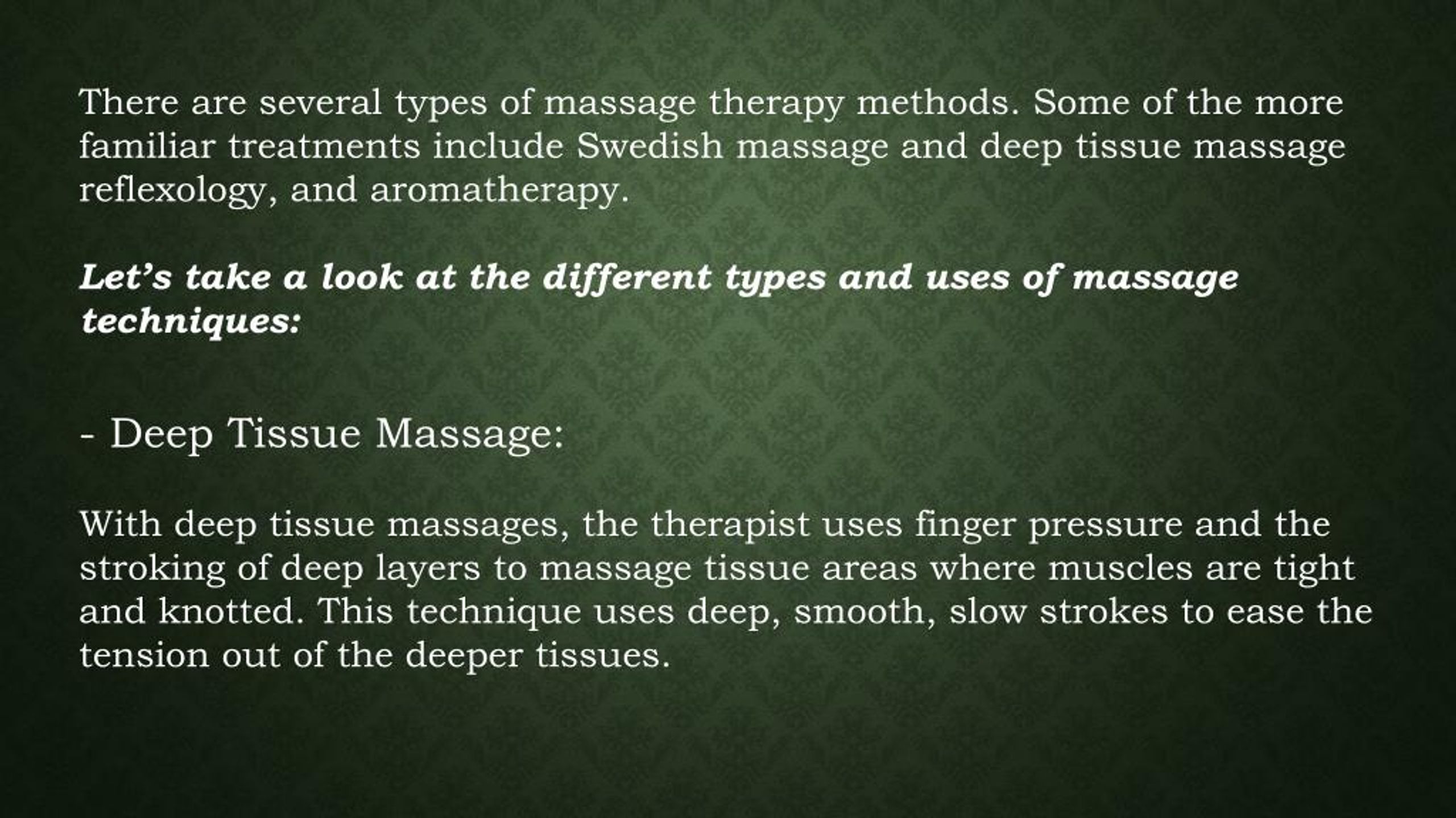 Ppt Top 5 Different Types Of Massage Therapy Powerpoint Presentation Id8034048