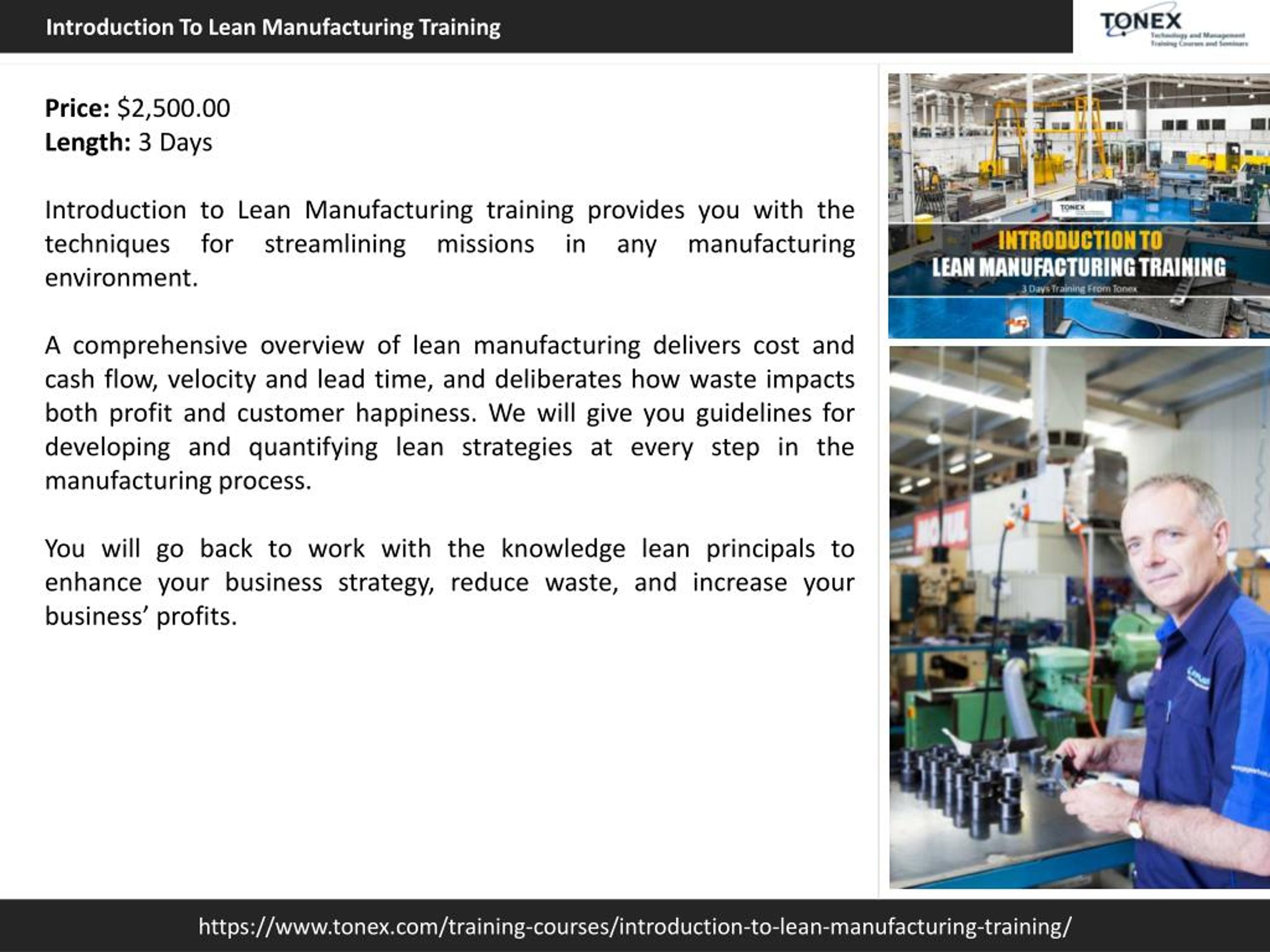 PPT - Introduction To Lean Manufacturing : Tonex Training PowerPoint ...