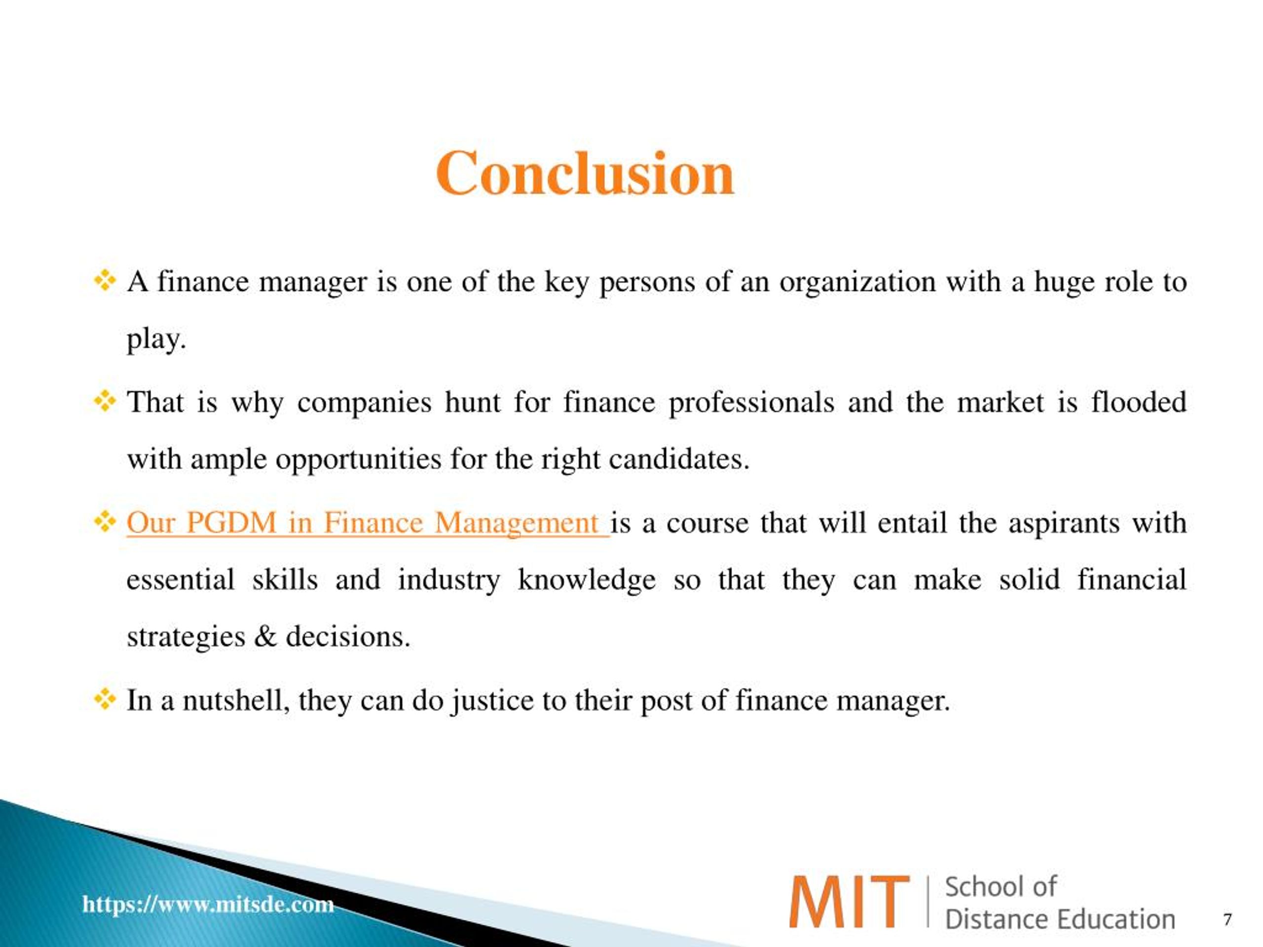 conclusion for finance assignment
