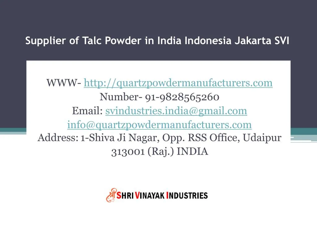 supplier of talc powder in india indonesia jakarta svi n.