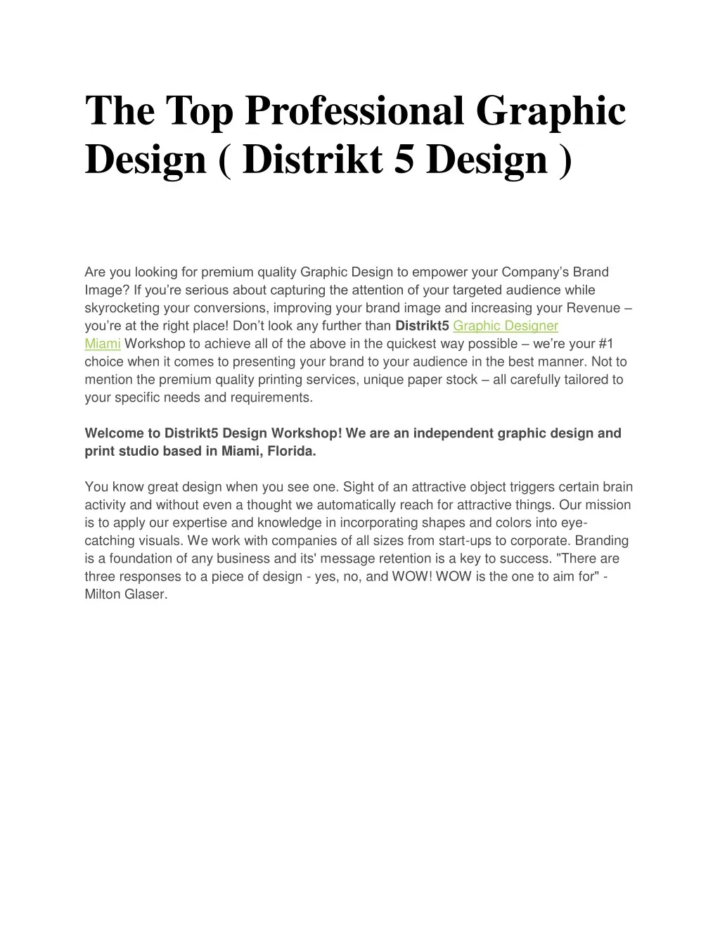 the top professional graphic design distrikt n.
