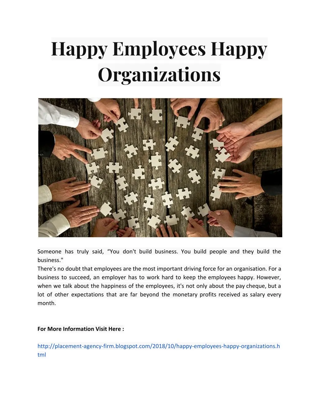 happy employees happy organizations n.