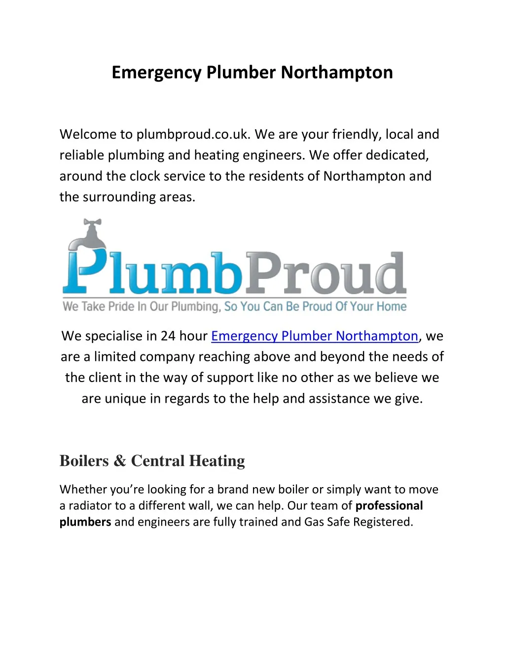 emergency plumber northampton n.