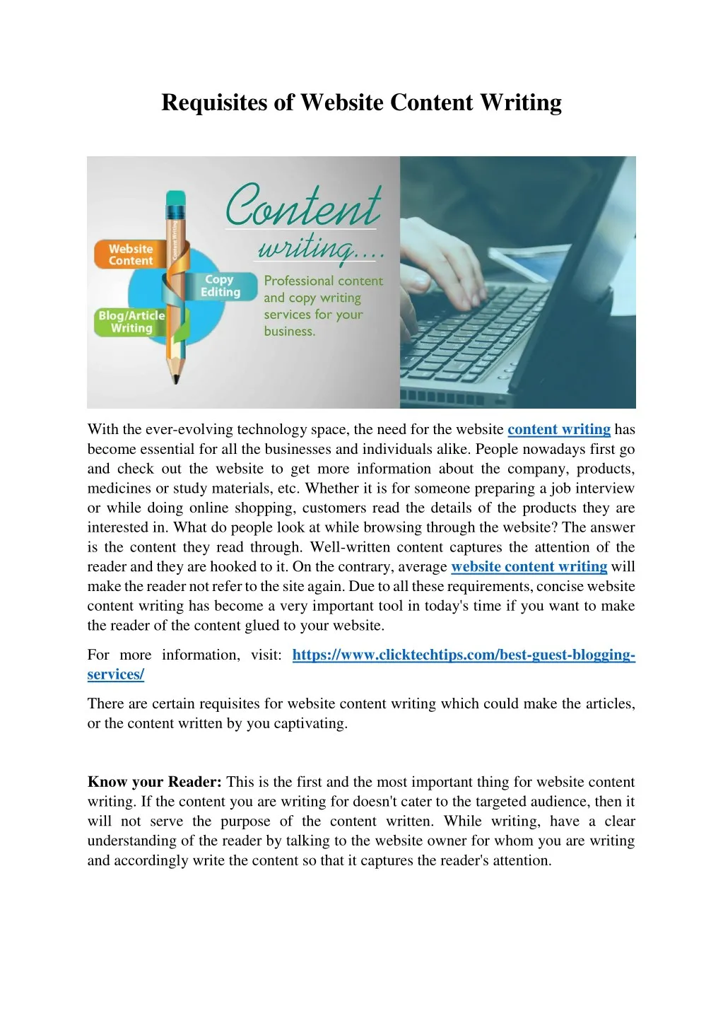 requisites of website content writing n.