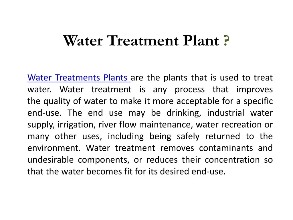 water treatment plant n.